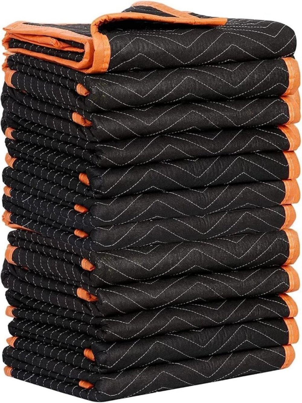 Heavy Duty Padded Moving Blankets, 72” x 80”, 12 Pack, Black/Orange, Durable